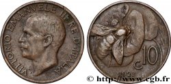 ITALIE 10 Centesimi Victor Emmanuel III 1921 Rome TB+ 