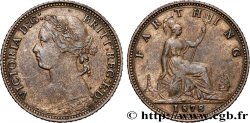 ROYAUME-UNI 1 Farthing Victoria “Bun Head” 1878  TTB 