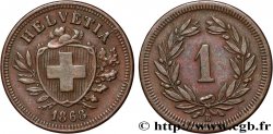 SWITZERLAND - HELVETIC CONFEDERATION 1 rappen 1868 Berne