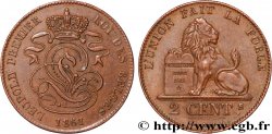 BELGIQUE 2 Centimes lion monogramme de Léopold Ier 1861 