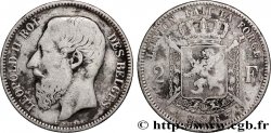 BELGIQUE 2 Francs Léopold II légende française 1867 