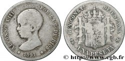 ESPAGNE 1 Peseta Alphonse XIII  1891 Madrid TB 