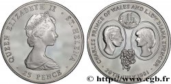 SAINTE HÉLÈNE 25 Pence Proof mariage du Prince de Galles et de Lady Diana Spencer 1981 