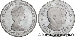 JERSEY 2 Pounds (2 Livres) Proof Élisabeth II / mariage de Charles et Diana 1981 