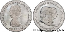 ÎLES FALKLAND 50 Pence Proof Élisabeth II - mariage de Charles et Diana 1981 