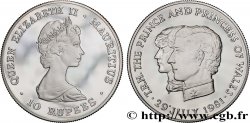 ÎLE MAURICE 10 Rupees (Roupies) Proof Mariage du prince Charles et de lady Diana 1981 