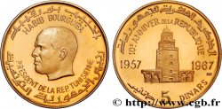 TUNISIE 5 Dinars Proof Habib Bourguiba, 10e anniversaire de la République 1967 Paris