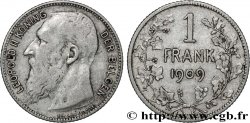 BELGIQUE 1 Frank (Franc) Léopold II légende flamande 1909  TB+ 