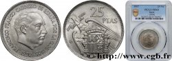 ESPAGNE - FRANCISCO FRANCO BAHAMONDE 25 Pesetas Francisco Franco (58 dans l’étoile 1957 Madrid FDc65 PCGS