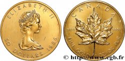 INVESTMENT GOLD 1 Oz - 50 Dollars  Maple Leaf  Elisabeth II 1986 