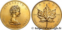 OR, PALLADIUM ET PLATINE INVESTISSEMENT 1 Oz - 50 Dollars &nbsp;Maple Leaf&nbsp; Elisabeth II 1985  SPL 