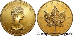 OR D INVESTISSEMENT 1 Oz - 50 Dollars  Maple Leaf  Elisabeth II 1987 