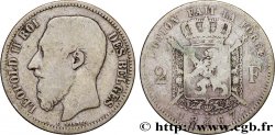 BELGIQUE 2 Francs Léopold II légende française 1867 