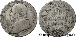 ITALIE - ÉTATS DU PAPE - PIE IX (Jean-Marie Mastai Ferretti) 20 Baiocchi an XX 1865 Rome