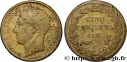 MONACO 5 Centimes Honoré V grosse tête en cuivre jaune 1837 Monaco