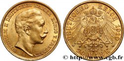 GERMANY - KINGDOM OF PRUSSIA - WILLIAM II 20 Mark  1910 Berlin AU 