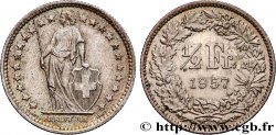 SUISSE 1/2 Franc Helvetia 1957 Berne - B