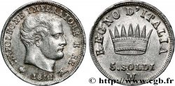 ITALIE - ROYAUME D ITALIE - NAPOLÉON Ier 5 Soldi Napoléon Empereur et Roi d’Italie 1811 Milan - M