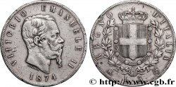ITALIE 5 Lire Victor Emmanuel II 1874 Milan