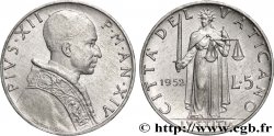 VATIKANSTAAT UND KIRCHENSTAAT 5 Lire Pie XII an XIV / la ‘Justice’ 1952 Rome - R