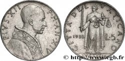 VATICAN AND PAPAL STATES 5 Lire Pie XII an XIV 1952 Rome - R