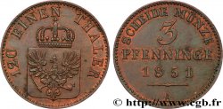ALLEMAGNE - PRUSSE 3 Pfenninge 1851 Berlin SUP 