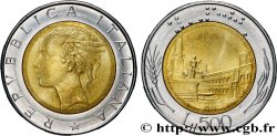 ITALY 500 Lire tête de femme représentant la République / Place et Palais du Quirinal à Rome 1986 Rome - R