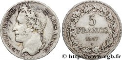 BELGIQUE 5 Francs Léopold Ier tête laurée 1847 