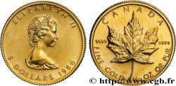 INVESTMENT GOLD 1/10 Oz - 5 Dollars or  Maple leaf  1986 