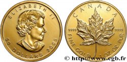 OR, PALLADIUM ET PLATINE INVESTISSEMENT 50 Dollars &nbsp;Maple Leaf&nbsp; Elisabeth II 2005 