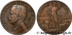 ITALIE 5 Centesimi Victor Emmanuel III 1909 Rome  TB+ 