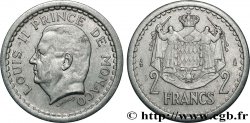 MONACO 2 Francs Louis II / armes (1943) Paris