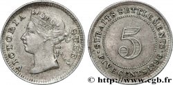 ÉTABLISSEMENTS DES DÉTROITS 5 Cents Victoria 1896 