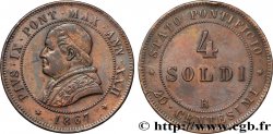 VATICAN ET ÉTATS PONTIFICAUX 4 Soldi (20 Centesimi) Pie IX an XXII 1867 Rome TTB 