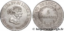 ITALIE - PRINCIPAUTÉ DE LUCQUES ET PIOMBINO - FÉLIX BACCIOCHI et ÉLISA BONAPARTE 5 Franchi - Moyens bustes 1805 Florence SUP 