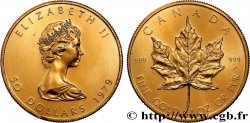 OR, PALLADIUM ET PLATINE INVESTISSEMENT 1 Oz - 50 Dollars &nbsp;Maple Leaf&nbsp; Elisabeth II 1979 