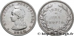 INDE PORTUGAISE 1 Roupie Allégorie de la République Portugaise 1912  TTB 