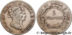 ITALIE - PRINCIPAUTÉ DE LUCQUES ET PIOMBINO - FÉLIX BACCIOCHI et ÉLISA BONAPARTE 5 Franchi 1807 Florence