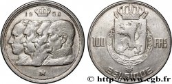BELGIQUE 100 Francs portraits des quatre rois de Belgique, légende française 1950 
