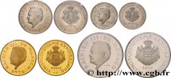 MONACO - PRINCIPAUTÉ DE MONACO - RAINIER III Lot de 4 pièces commémorant le 25e anniversaire de règne de Rainier III (or, platine et argent) 1974 Paris