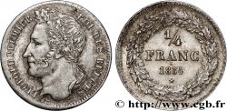 BELGIUM - KINGDOM OF BELGIUM - LEOPOLD I 1/4 Franc Léopold Ier type avec signature 1834 Bruxelles