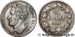 BELGIQUE - ROYAUME DE BELGIQUE - LÉOPOLD Ier 1/4 Franc Léopold Ier tête laurée type avec signature 1835 Bruxelles