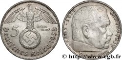 ALLEMAGNE 5 Reichsmark aigle surmontant une swastika / Maréchal Paul von Hindenburg 1938 Munich - D