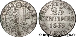 SWITZERLAND - REPUBLIC OF GENEVA 25 Centimes 1839 
