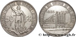 BELGIQUE 50 Francs Exposition de Bruxelles et centenaire des chemins de fer belges, St Michel en armure légende Flamande, position B 1935 