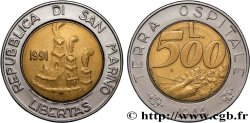 SAN MARINO 500 Lire carrier / Saint Marin recevant le mont Titano 1991 Rome - R