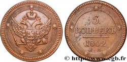 RUSSIE - ALEXANDRE I 5 Kopecks 1802 Ekaterinbourg TTB+ 
