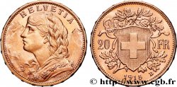 OR, PALLADIUM ET PLATINE INVESTISSEMENT 20 Francs  Vreneli   1915 Berne SPL 