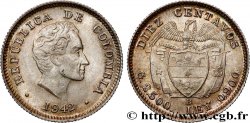 COLOMBIA 10 Centavos Simon Bolivar 1942 Bogota