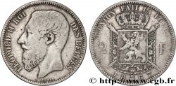 BELGIQUE 2 Francs Léopold II légende française 1867 